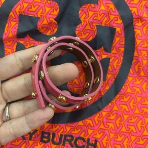 Tory Burch Double Wrap Magenta Stud Bracelet